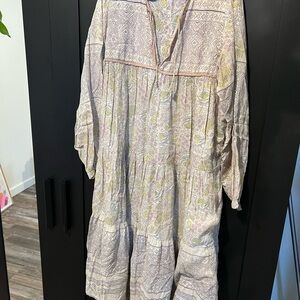 Matta Floral Patterned Dress in Cream and Pink